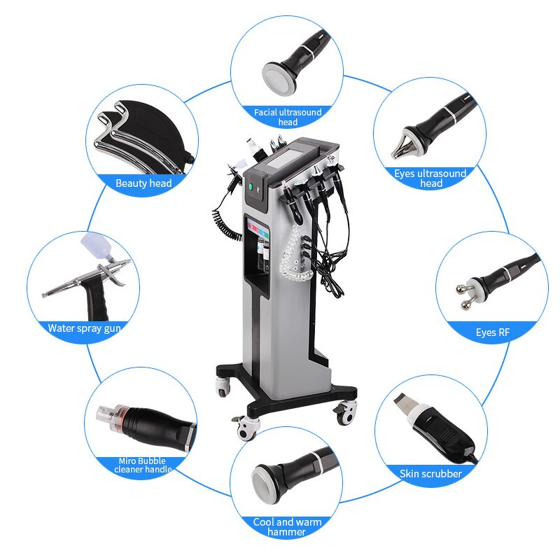 10 in 1 Hydro Oxygen Facial Machine Manufacturer - 2024 Jet Peeling H2o2 Hydra Dermabrasion RF Spa Beauty Tool