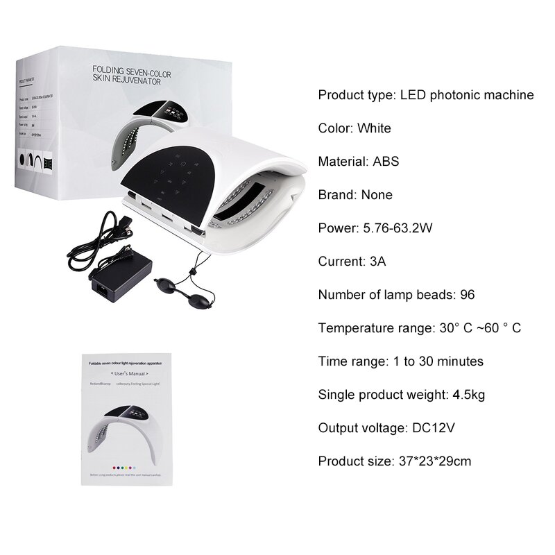 LED Light Therapy Machine Manufacturer - 2025 7-Colored Red Light Anti-Aging Facial Mask Head Armpit Salon Tool