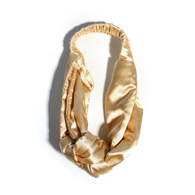 Headband Manufacturer - OEM Solid Color Elastic Satin Cable Knit Mulberry Silk