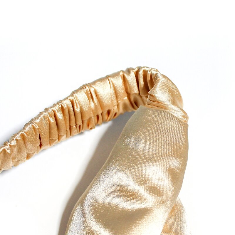 Headband Manufacturer - OEM Solid Color Elastic Satin Cable Knit Mulberry Silk