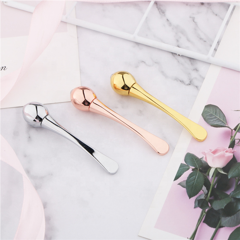 Eye Care Tools Manufacturer - 2 in 1 Metal Gold Silver Massage Stick Spoon Set