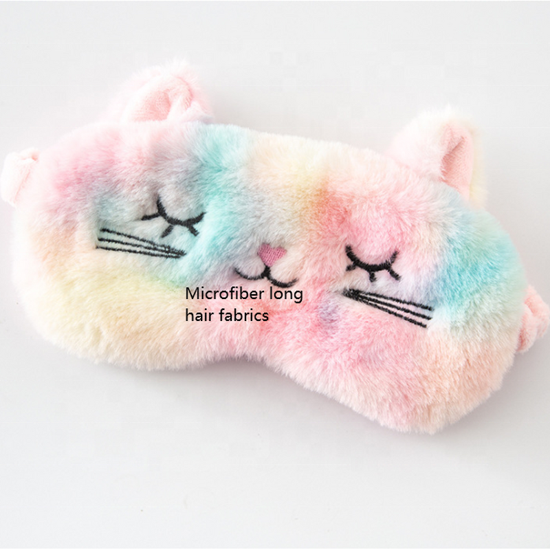Eye Mask Manufacturer - Plush Cartoon Cute Fluffy Embroidery Rainbow with Strap