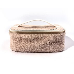 Makeup Case Manufacturer - Private Label Recycled Teddy Velvet Plush Travel with Handle