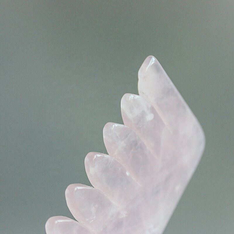 Hair Comb Manufacturer - Natural Rose Quartz Crystal Stone Jade Guasha for Head Massage