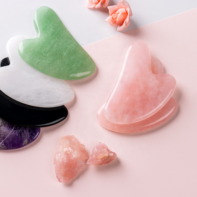Gua Sha Tool Manufacturer - Beauty Pink Quartz Jade Gemstone for Facial Lifting
