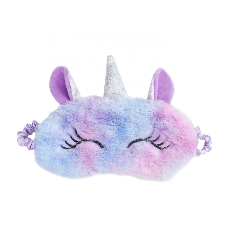 Eye Mask Manufacturer - Plush Cartoon Cute Fluffy Embroidery Rainbow with Strap