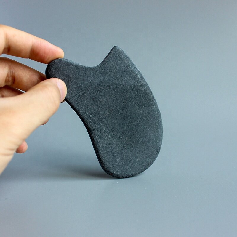 Gua Sha Board Manufacturer - Bianshi Natural Black Jade Stone for Face Lifting