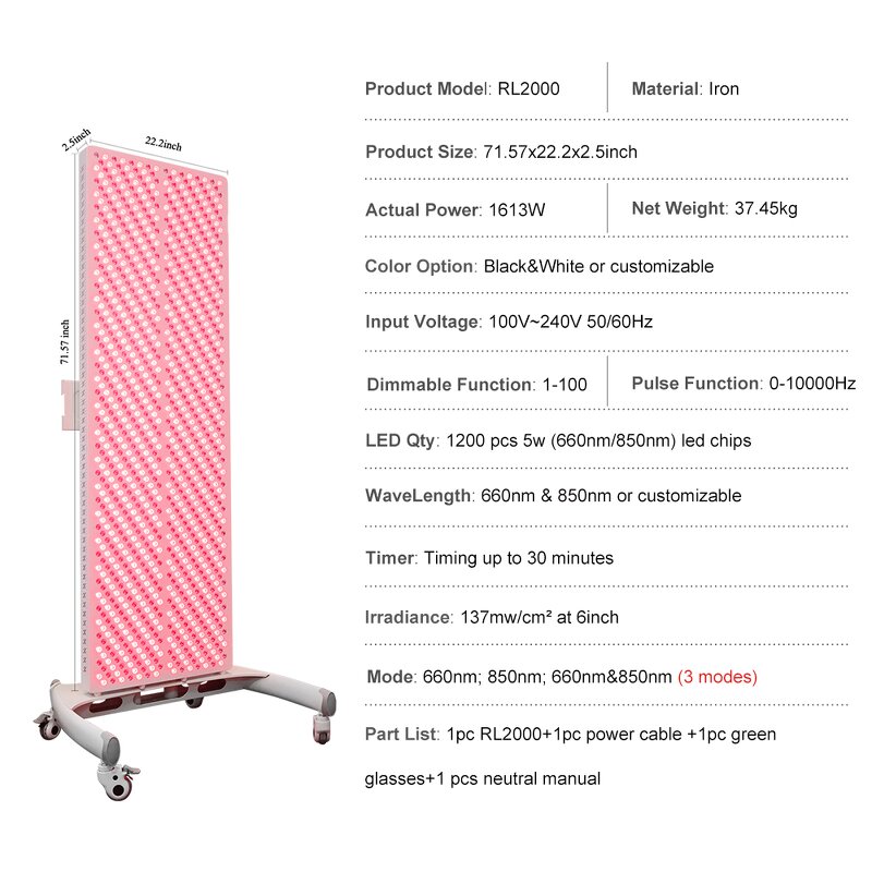 RL600MAX+C Red Light Therapy Lamp Manufacturer - 2025 Dual Chips RED&NIR Full Body Skin Health Tool