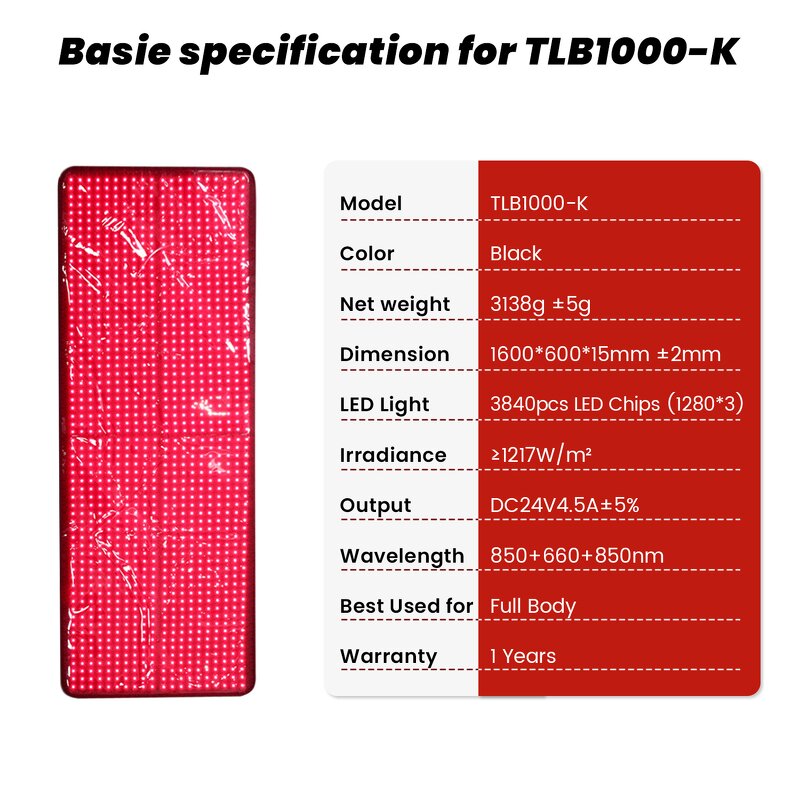 TLB1000-K Sauna Mat Manufacturer - UL Full Body 660/850nm Home Use Infrared Led Therapy Mat Tool