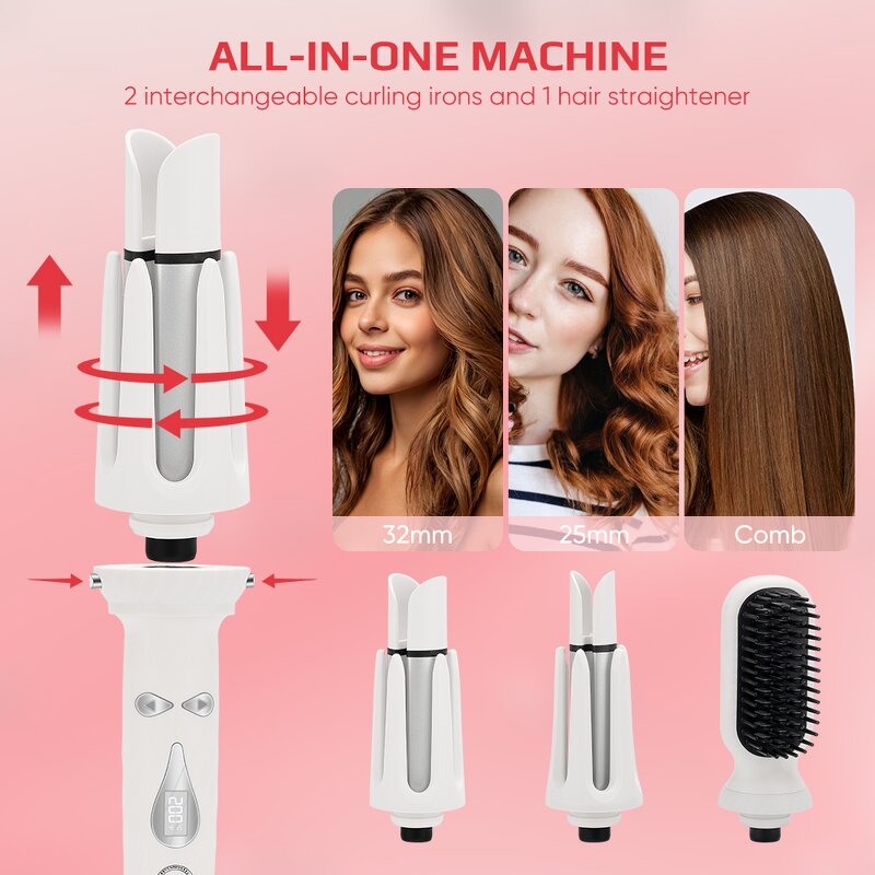 Hair Curler Manufacturer - Portable 3-in-1 Electric Automatic with LCD Temperature