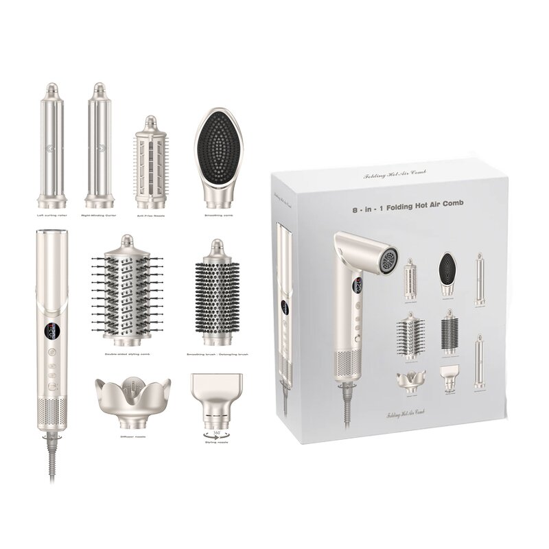 Hair Styler Manufacturer - Foldable 8-in-1 Multifunctional Ionic for Straightening Curling