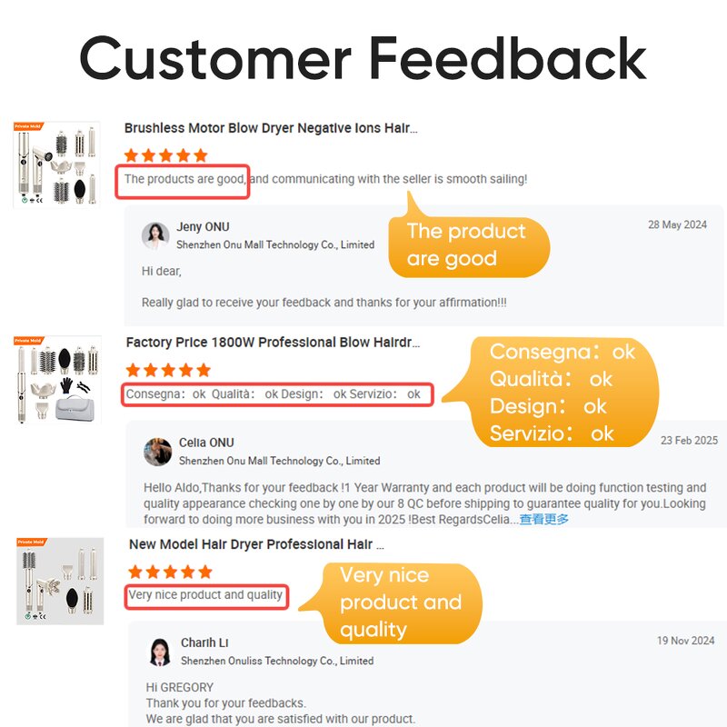 Hair Dryer Manufacturer - Professional ONULISS 8-in-1 Ionic Foldable 1400W 110,000 RPM