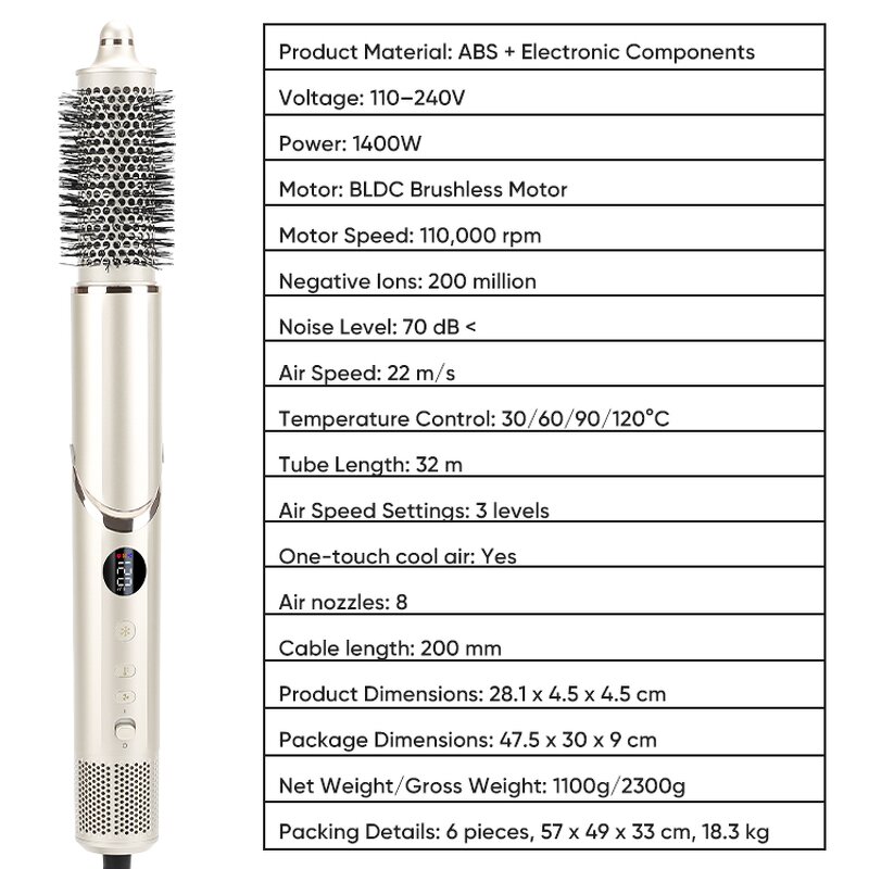 Hair Dryer Manufacturer - Professional ONULISS 8-in-1 Ionic Foldable 1400W 110,000 RPM