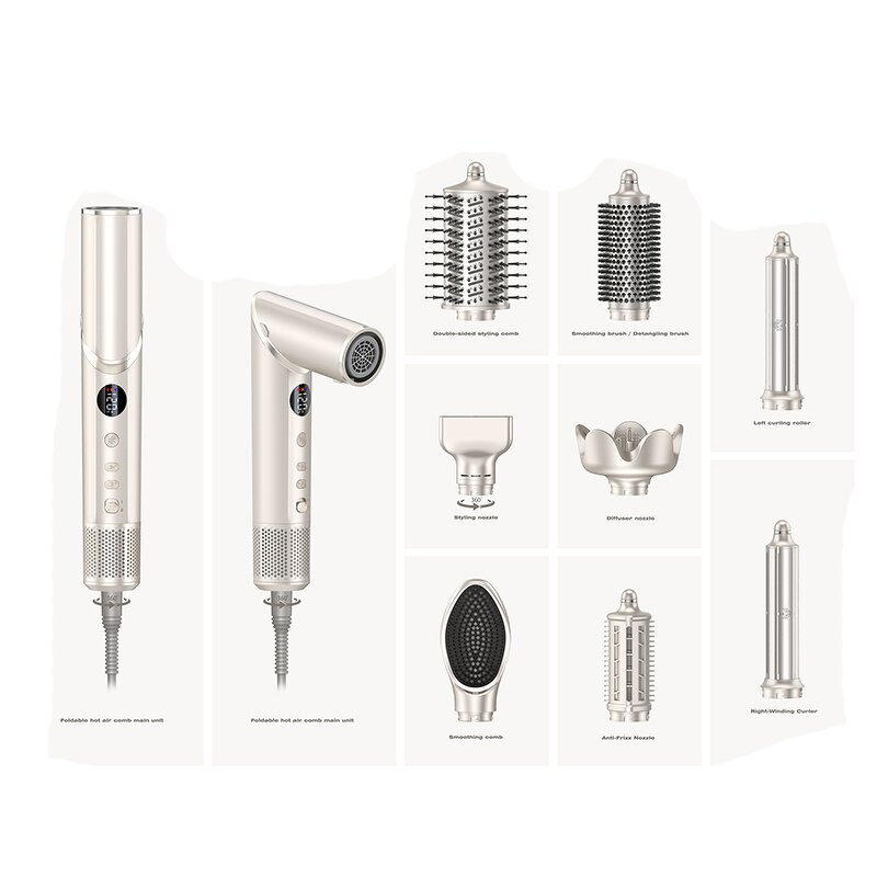 Hair Styler Manufacturer - Foldable 8-in-1 Multifunctional Ionic for Straightening Curling