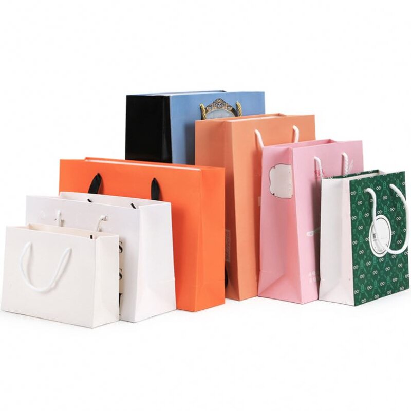 Customised Offset Craft Paper Bags White Brown Kraft 'Thank You' Shopping Bag with Customised Logo Design