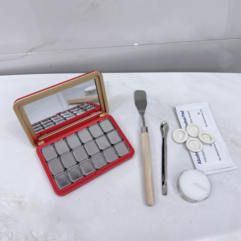 Makeup Eye Shadow Palette Red Rectangle Blush Case Power Compact Lipstick Container