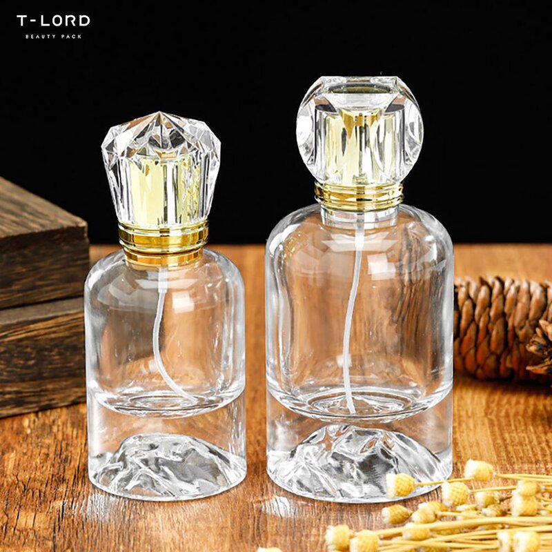 50ml 100ml Perfume Bottle with Crystal Luxury Golden Lid Sprayer Perfume Containers Luxury Glass Perfume Bottle