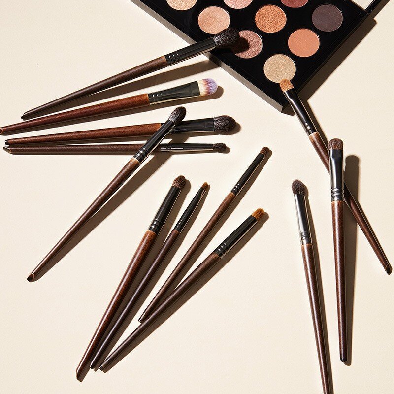 24pc Professional Goat Pony Hair Makeup Brush Set 24 Pieces Black Eye Shadow Brushes with PU Bag for Face & Lip Liner