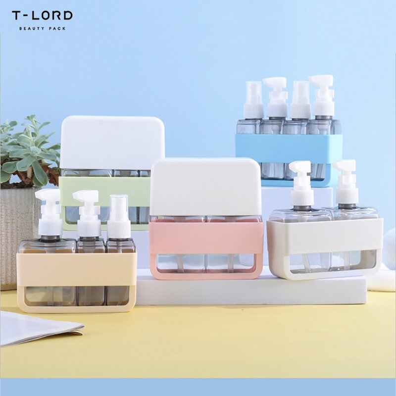 Customizable Screen Printing Travel Set Plastic Empty PET Bottles 500ml Roll Pump Shampoo Lotion Cream for Skin Care Serum
