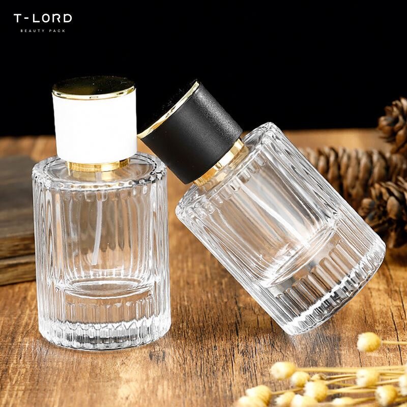 Round Shape Glass Perfume Bottle 50Ml Unique Perfume Bottle With Spray Head Glass Packaging Container