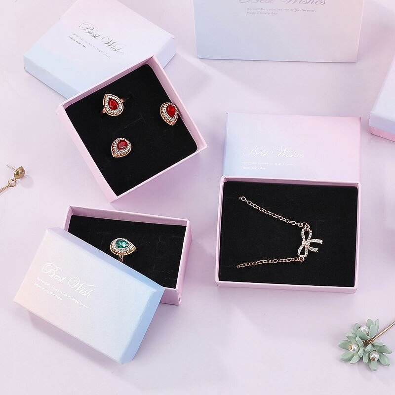 Customized Pink Kraft Paper Box and Paper Bag Set Embossed Logo Matt Lamination Foldable Folder Type for Jewelry with Lid