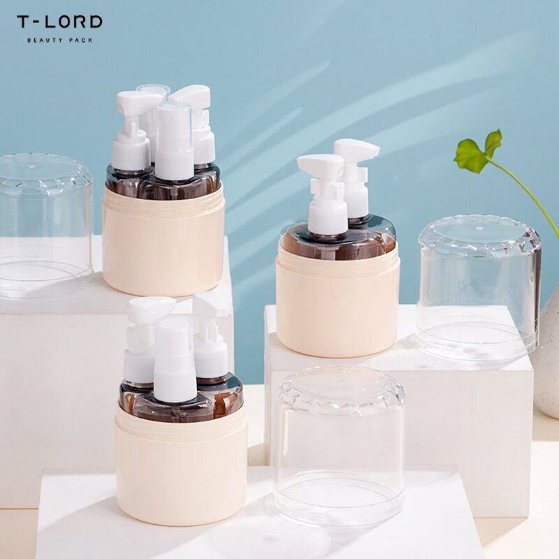 Travel-friendly 30ml/50ml PET Plastic Skin Care Serum Bottle Set Roll-on Pump Seal Screen Printed Shampoo Lotion Cream Liquid