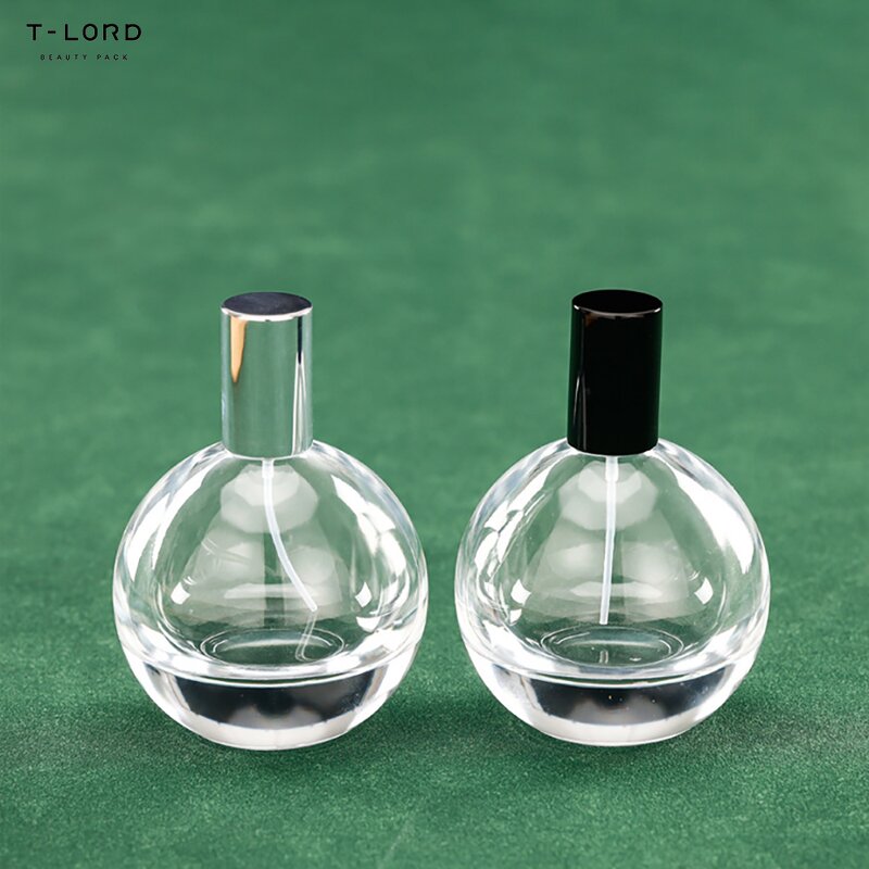 Mini Cylinder Glass Perfume Bottle with Pump 75ml Capacity Screen Printing Screw Cap 30ml/100ml Volumes Serum Hair Diffuser