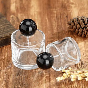 Mini Round Flat Shape Perfume Glass Bottle Screen Printed Roll-on Cap and Pump Sprayer Empty Diffuser for Cosmetic Skincare
