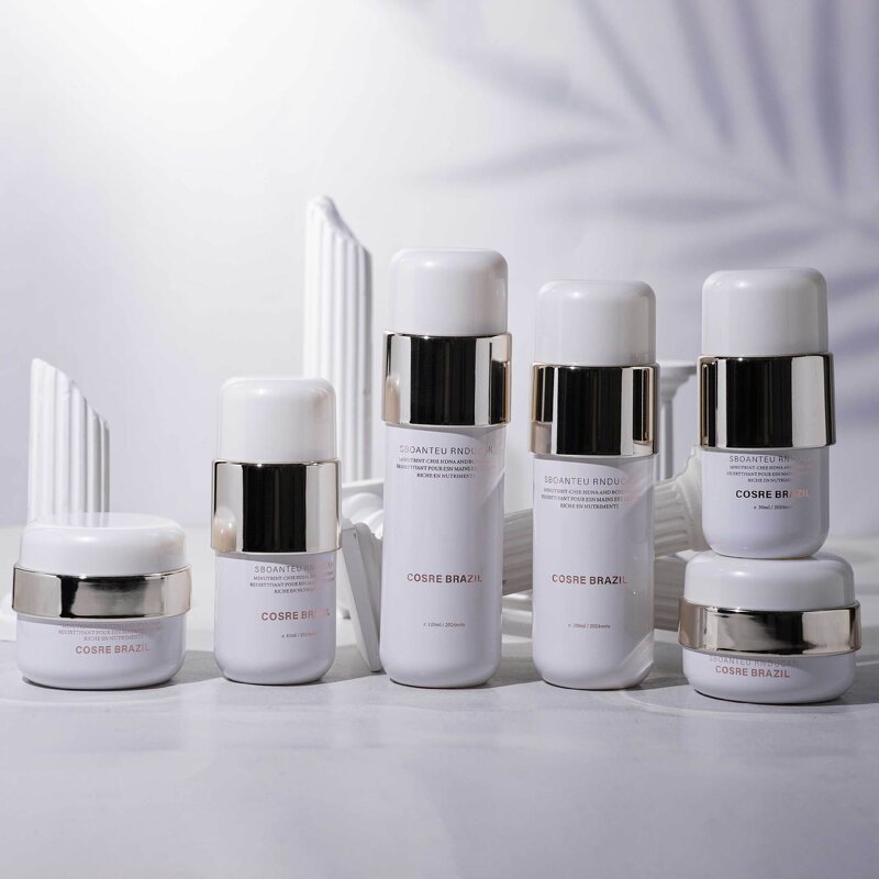 New Cosmetics Round Lid pink White 150ml Toner Lotion Glass Bottle 50g Face Cream Jar Sub-bottle Skin Care Product