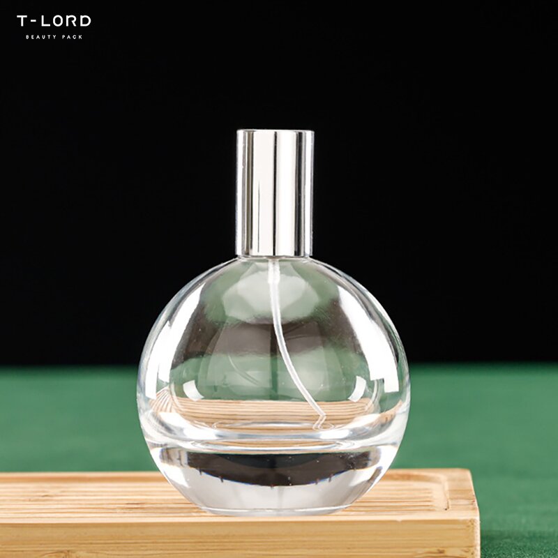 Mini Cylinder Glass Perfume Bottle with Pump 75ml Capacity Screen Printing Screw Cap 30ml/100ml Volumes Serum Hair Diffuser