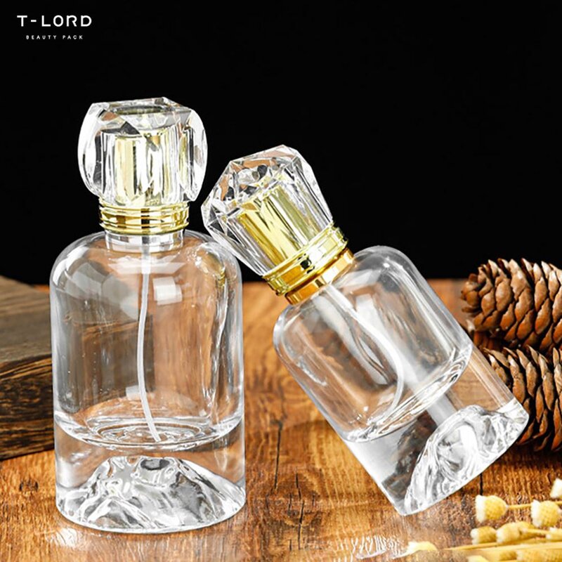 50ml 100ml Perfume Bottle with Crystal Luxury Golden Lid Sprayer Perfume Containers Luxury Glass Perfume Bottle