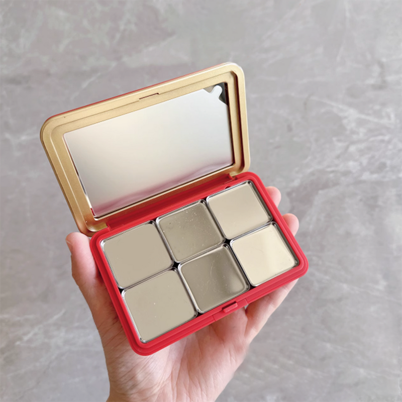 Makeup Eye Shadow Palette Red Rectangle Blush Case Power Compact Lipstick Container