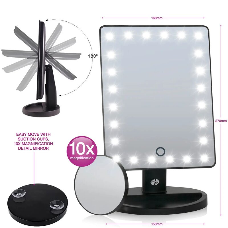 Rechargeable LED Makeup Mirror Manufacturer - Square Professional Travel Portable Touch Dimmable Tool