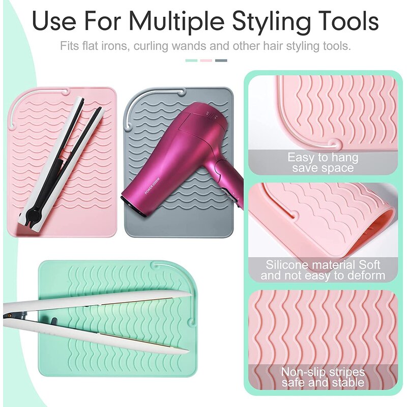 Foldable Flat Iron Mat Manufacturer - Heat Resistant Hair Straightener Styling Tools Silicone Pad Tool