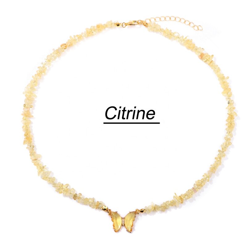 Crystal Butterfly Necklace Manufacturer - Natural Chip Stone Beaded Lobster Clasp Girl Choker Jewelry Tool