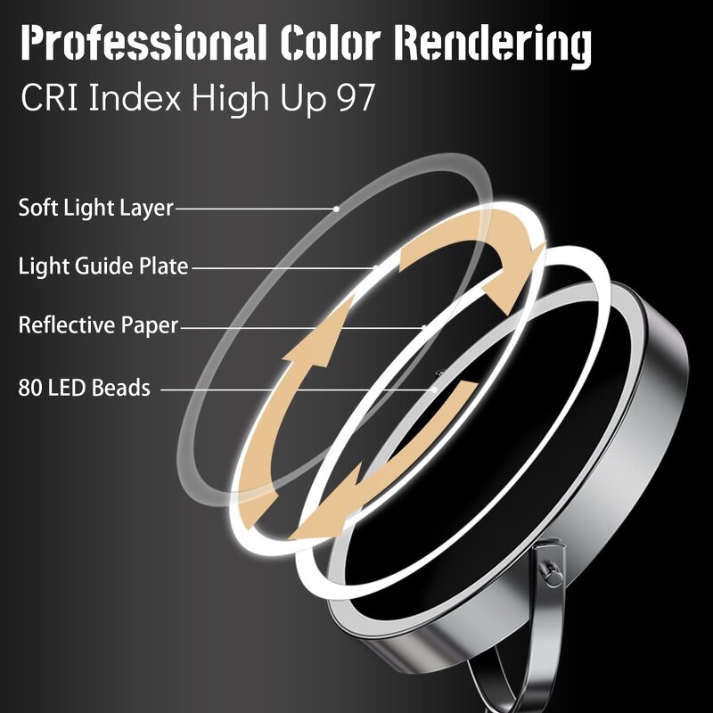 Double Sided LED Makeup Mirror Manufacturer - Wholesale Rechargeable Touch Screen 3 Colors Adjustable Tool