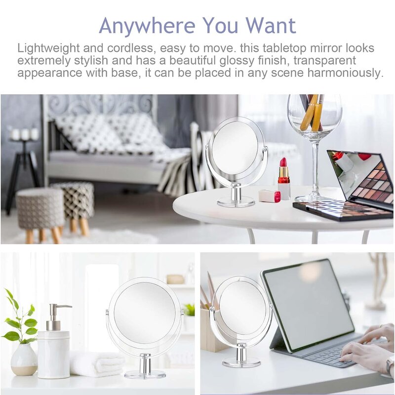 Double Sided Vanity Mirror Manufacturer - Wholesale Portable 6.25 Inch 1X/15X 360° Swivel Personalization Tool