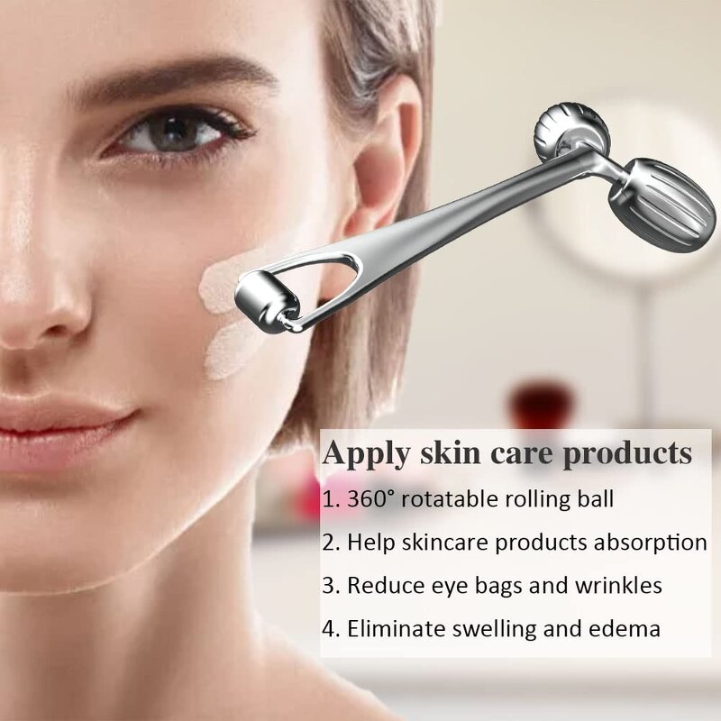 Gua Sha Facial Tools Set Manufacturer - OEM Cooling Stainless Steel Face Eye Sculpting Roller Tool