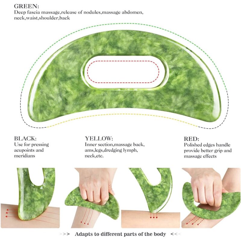 4 PCS Jade Gua Sha Set Manufacturer - Large Board Handle Full Body Deep Tissue Scraping Sculpting Tool