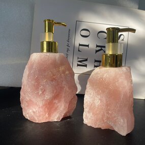 Rose Quartz Soap Dispenser Manufacturer - Natural Crystal Raw Stone Hand Sanitizer Bottle Healing Tool