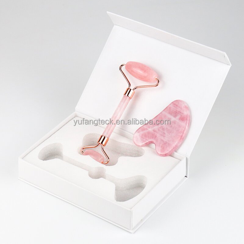 Anti-Cellulite Jade Roller Gua Sha Set Manufacturer - Wholesale Rose Quartz Custom Logo Home Massage Tool