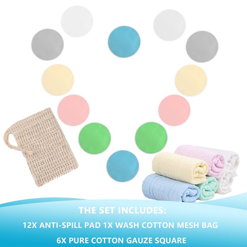Reusable Nursing Pads Set Manufacturer - 12 Pack Soft Absorbent with 6 Pack Burp Cloths Baby Essentials Tool