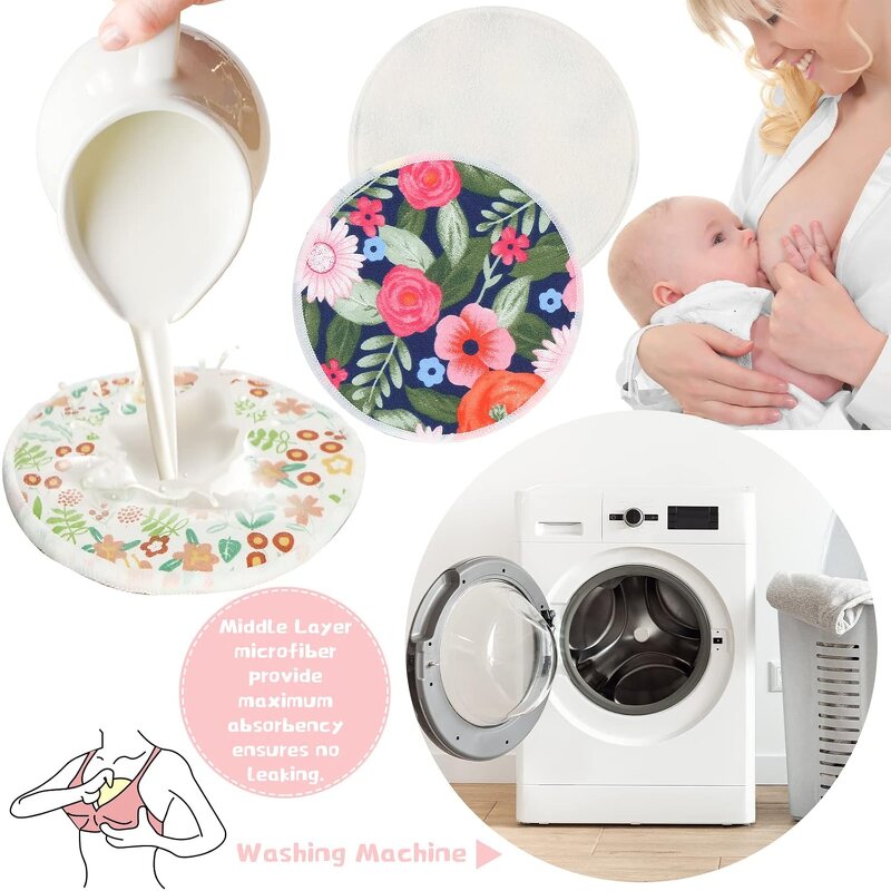 Reusable Nursing Pads Manufacturer - Sosation Floral Bamboo Breastfeeding Covers Wet Laundry Bag Tool