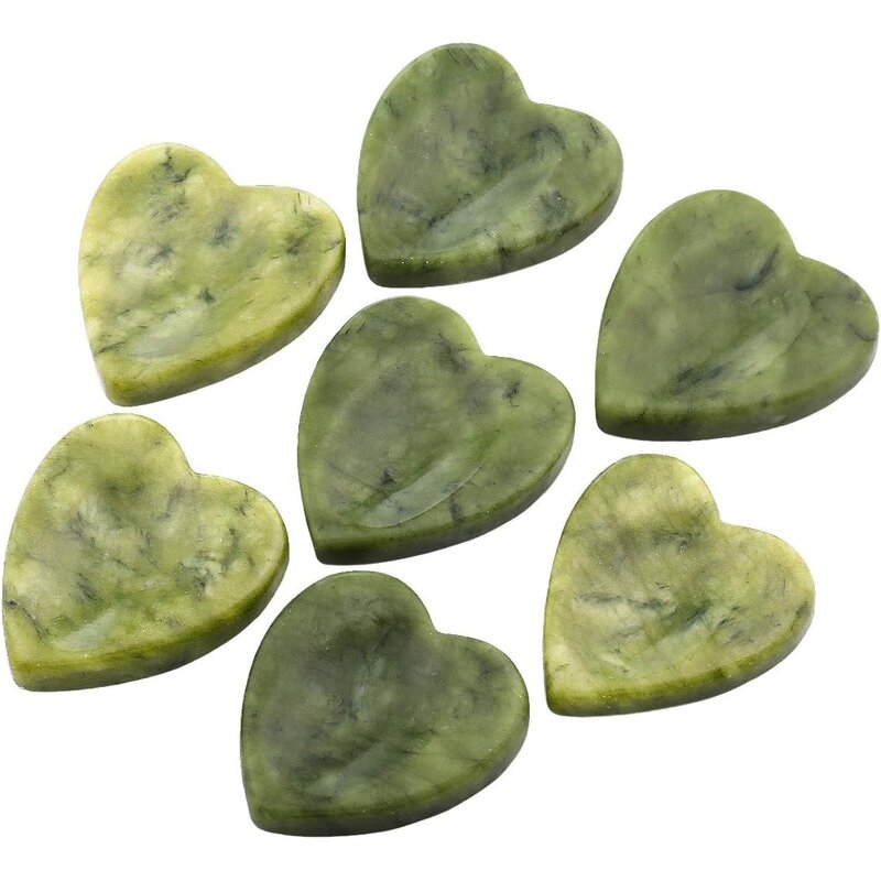 Heart-Shaped Green Jade Pocket Stones Manufacturer - Handcarved Thumb Worry Crystals Healing Whitening Tool