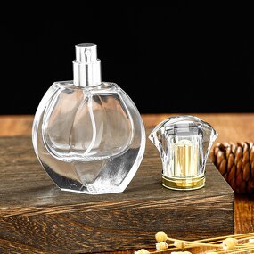 Oblate Glass Perfume Bottles Manufacturer - Luxury 30/50ml Transparent Cosmetic Fine Mist Spray Pump Tool