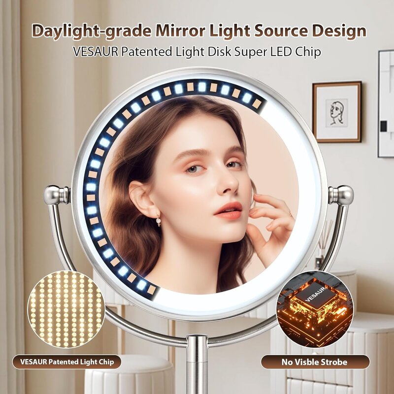Double Sided LED Vanity Mirror Manufacturer - Wholesale Rechargeable 1X/10X Magnifying Desktop Tool