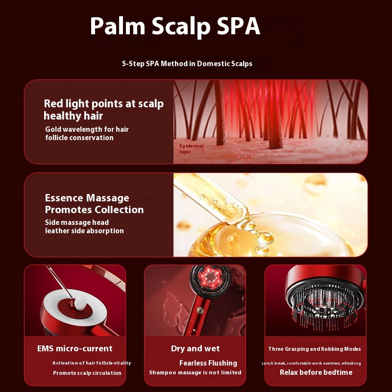 Infrared Red Light Scalp Massager Manufacturer - New Waterproof Microcurrent Laser Comb Hair Growth Tool