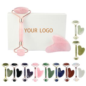 Anti-Cellulite Jade Roller Gua Sha Set Manufacturer - Wholesale Rose Quartz Custom Logo Home Massage Tool