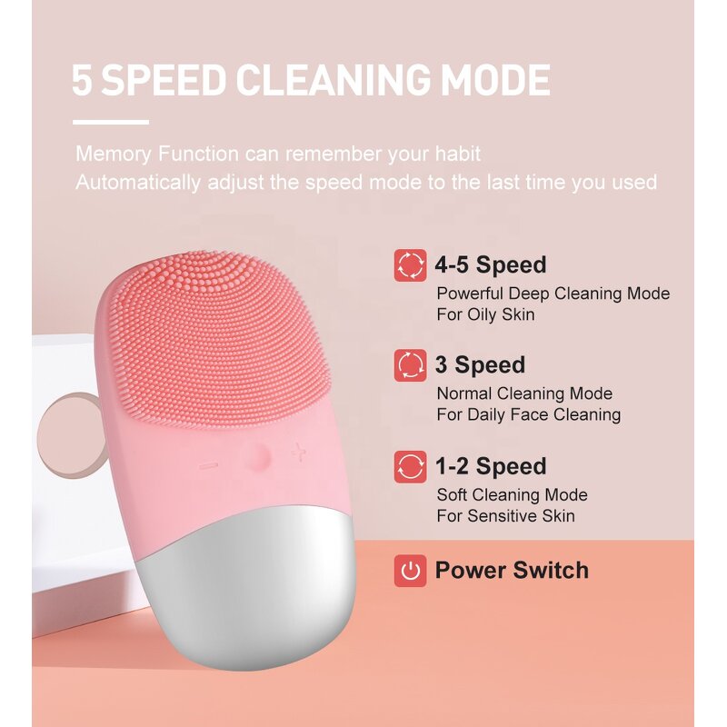 Ultrasonic Facial Cleanser Manufacturer - Skin Cleaner Waterproof Silicone Electric Pores Cleansing Tool