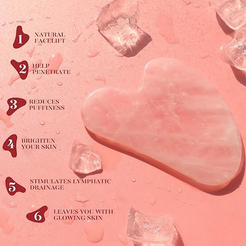 Pink Rose Quartz Facial Massager Set Manufacturer - High Quality Jade Roller Gua Sha Whitening Tool